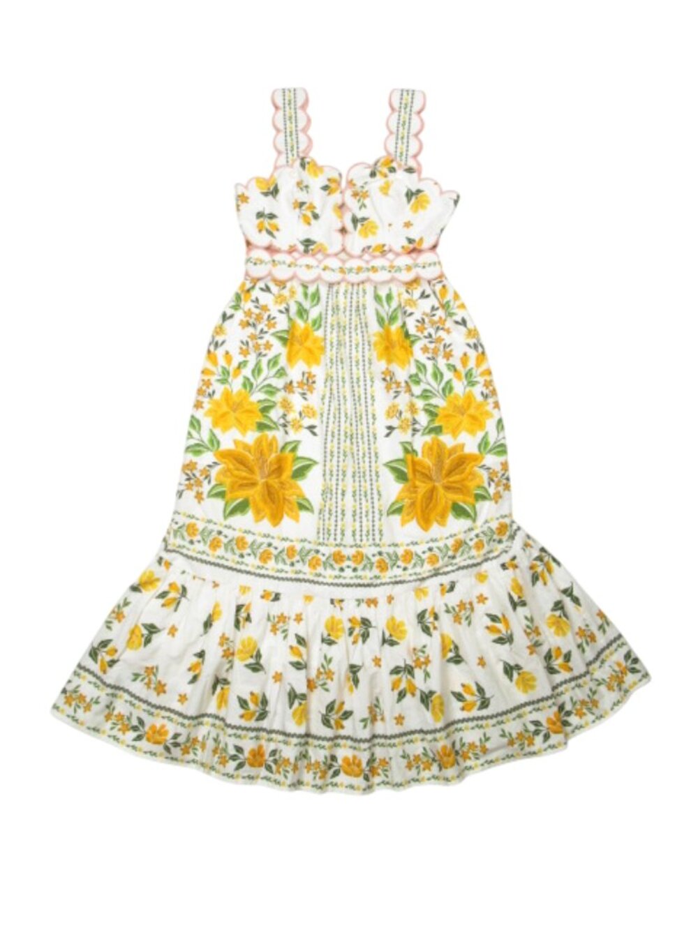 Farm Rio x Anthropologie Sleeveless Scallop-Trim Printed Midi Dress S - Picture 4 of 15